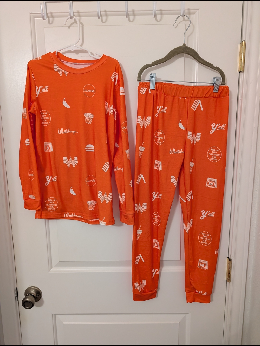 Kids Whataburger Print Long Sleeve Pajama Set Size 10-11